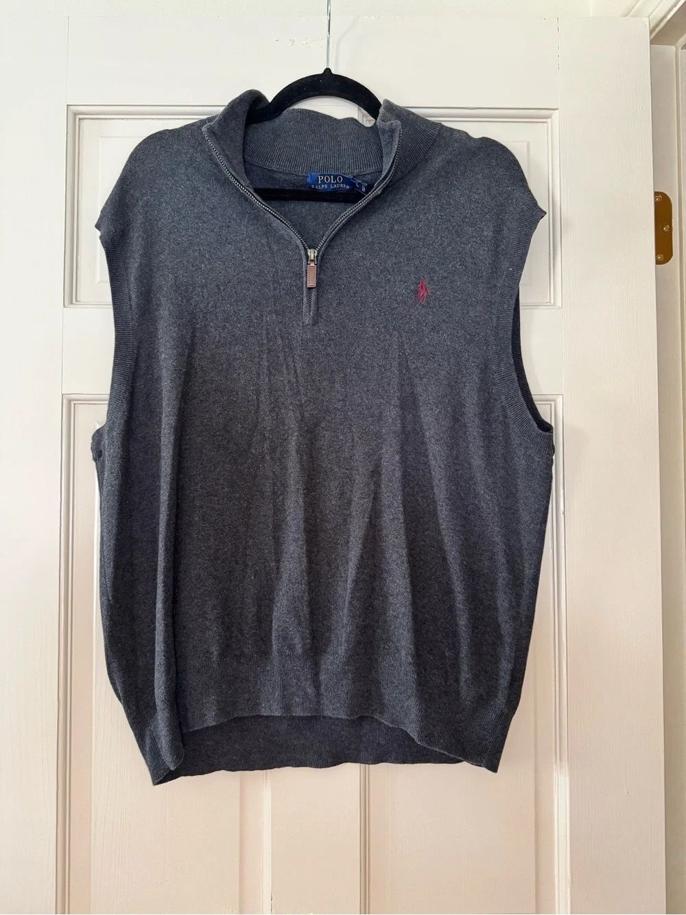 Men’s Polo by Ralph Lauren Charcoal Half-Zip Sweater Vest L